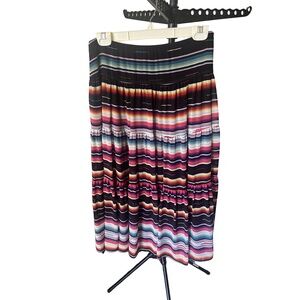 LAUREN RALPH LAUREN Womens 6P Black Multi-Color Tiered Maxi Skirt Bohemian